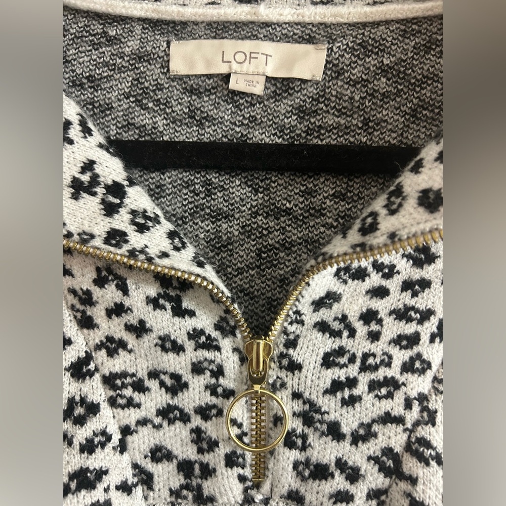 Leopard Print Quarter-Zip Pullover - image 5